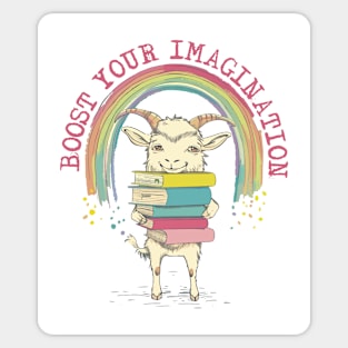 Kids books boost your imagination goat Sticker